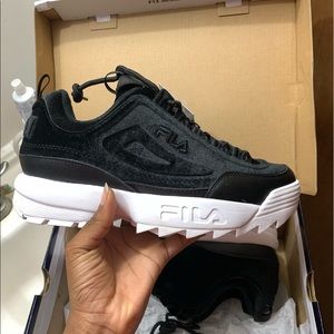 SOLD New Velvet Black Fila Sneakers!